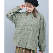 レース切替ブラウス