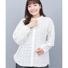 レース切替ブラウス