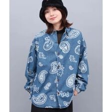 go slow caravan デニム総柄抜染ペイズリーシャツ【WEB限定】