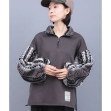 裏起毛×ボアスリーブハーフジッププルオーバー