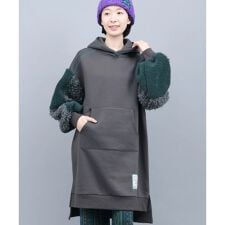 裏起毛×ボアスリーブフードワンピース