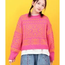 Orale! バンダナ柄ジャカードニットプルオーバー