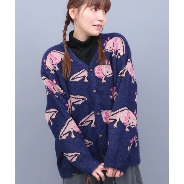 go slow caravan ウーパールーパー ジャカードニットカーディガン【WEB