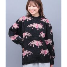 go slow caravan ウーパールーパー ジャカードニットセーター