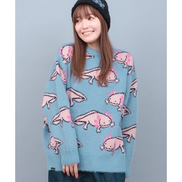 go slow caravan ウーパールーパー ジャカードニットセーター