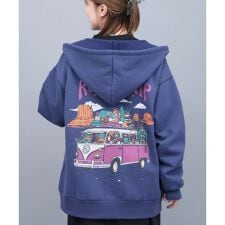 裏起毛チビカチナバスジップパーカー