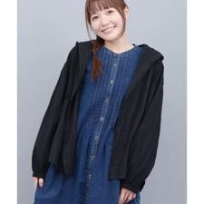 フード付きコットンレースシャツ