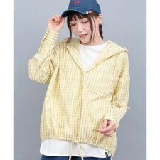 フード付きチェックシャツ