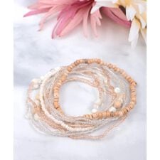 シェル＆ビーズ10連ブレスレット