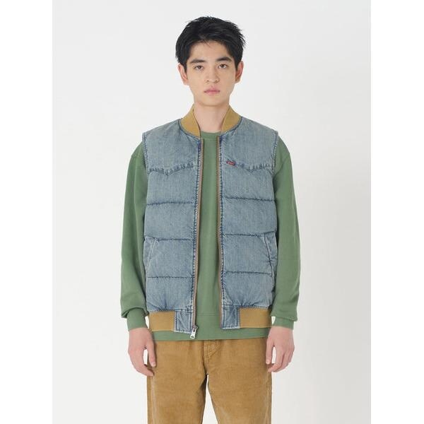 スーパーデニムダウンベスト ミディアムインディゴ SLIGHTLY SIDETRA