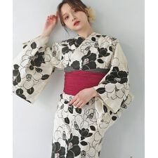 ミックスジェミニ(mix gemini)の大人可愛いが叶う レディース 浴衣 5点セット　浴衣/へこ帯/下駄/腰紐/着付けガイド