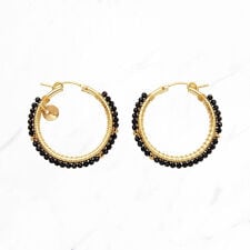ブラックスピネル巻フープピアス M