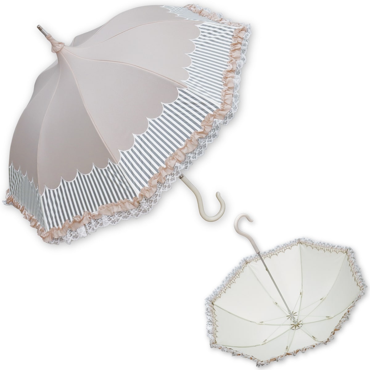 1級遮光 傘 パゴダ傘 晴雨兼用 UVカット ショート フリル - フロッシュ