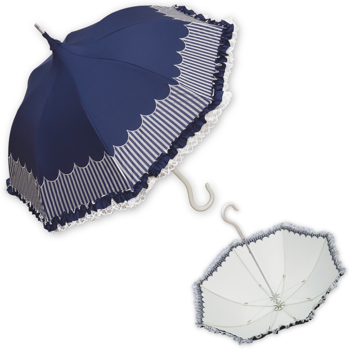 1級遮光 傘 パゴダ傘 晴雨兼用 UVカット ショート フリル - クローネ フルール