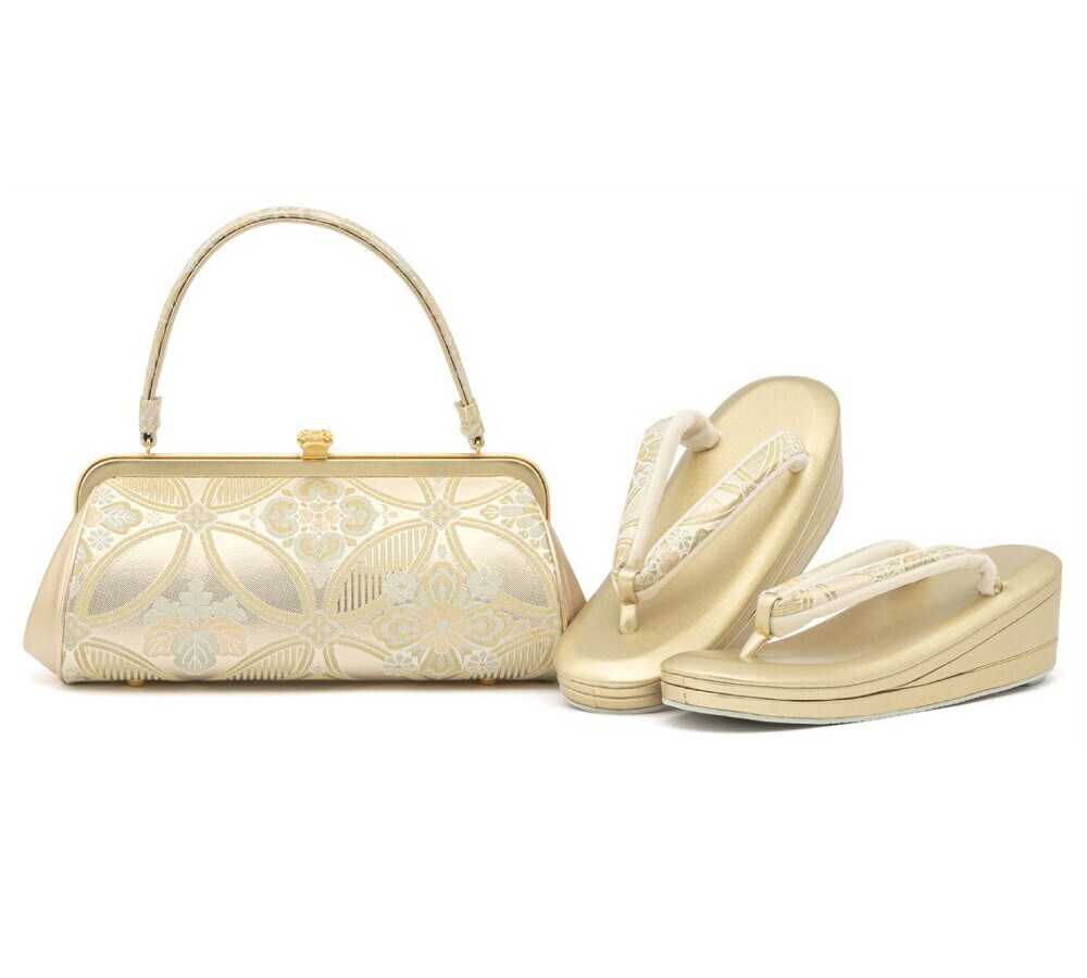 紗織 ブランド 草履 バッグ セット 帯地 シルバー フォーマル Lサイズ H4