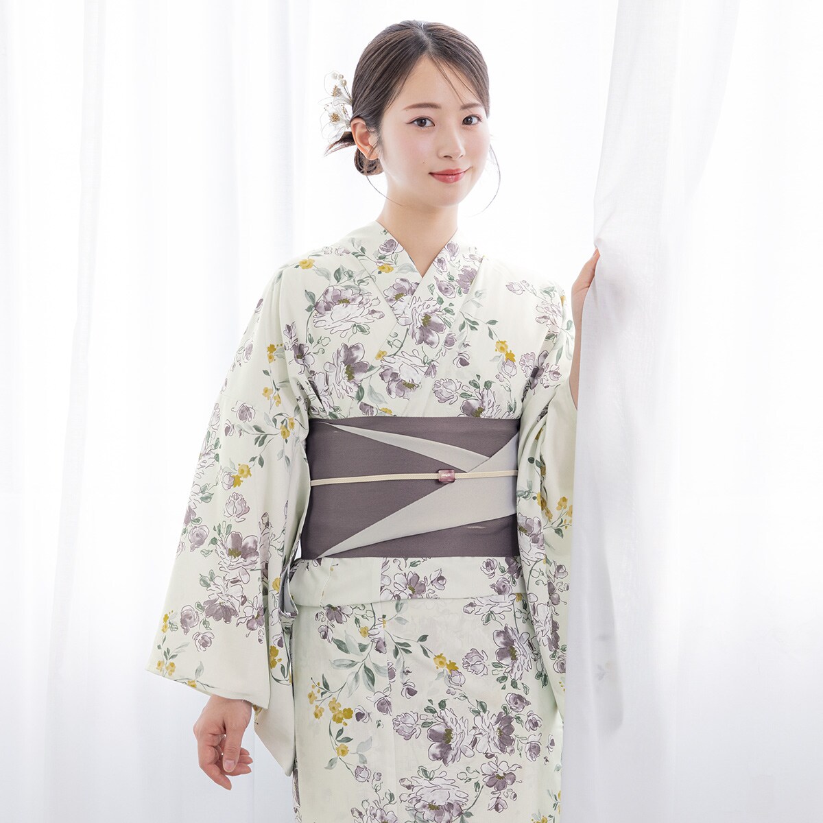 ⑦　浴衣2点セット Amazon | [asaka] セパレート綿浴衣＋しわ兵児帯 2点セット 浴衣