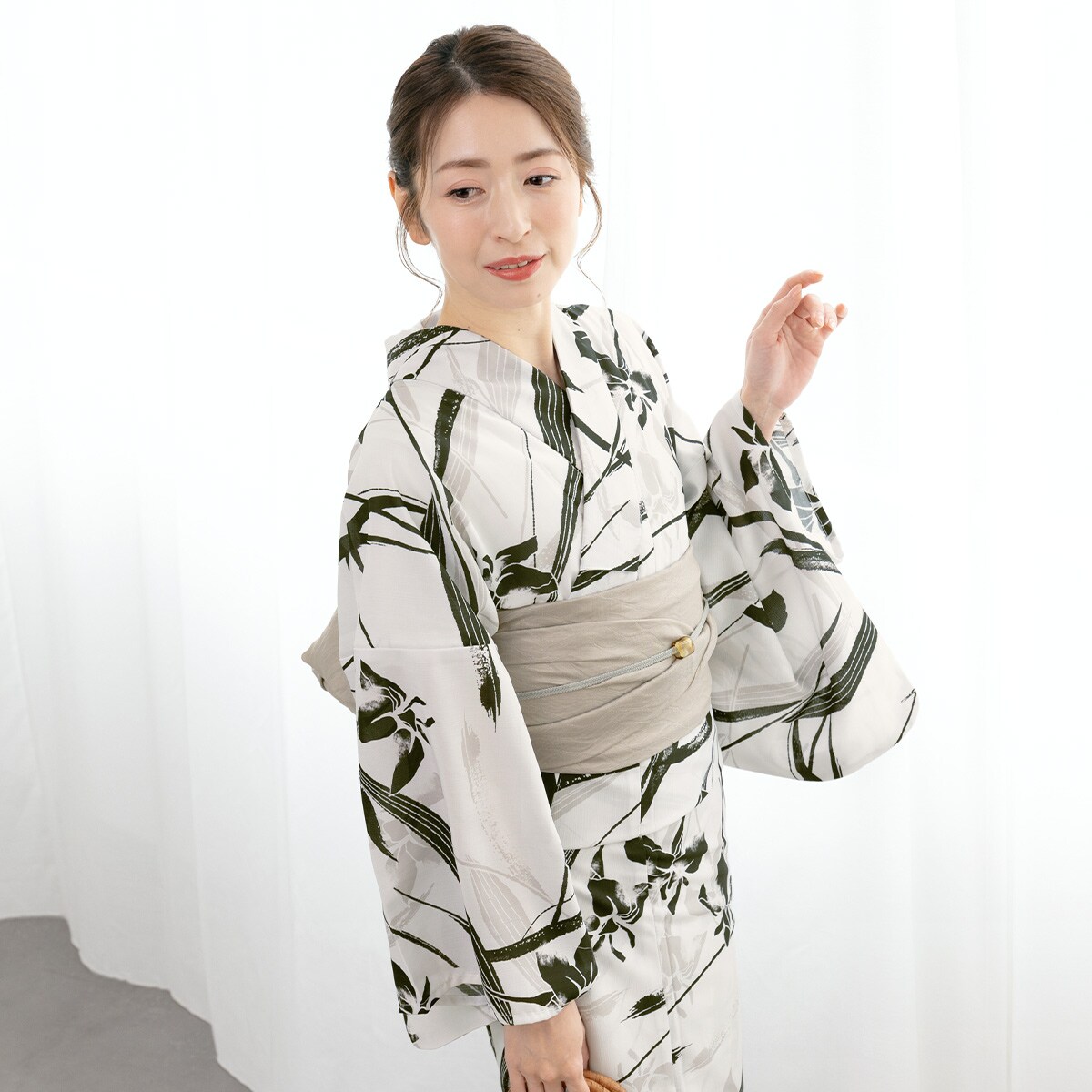 新品☆呉服屋♪高級綿絽！ねじり梅レトロモダン！大人上品な夏着物浴衣３点セット 新品☆呉服屋♪高級綿絽！レトロモダン 大人上品な夏着物 浴衣3