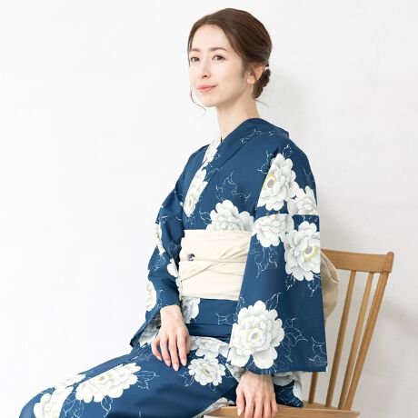 浴衣　ネイビー&ブルー