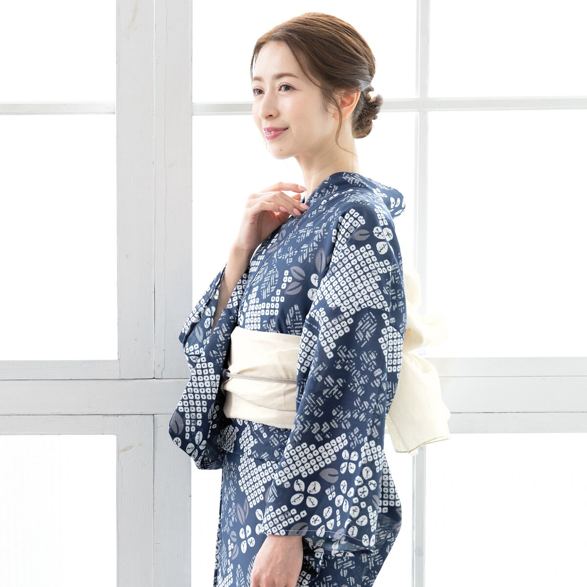 呉服屋 高級綿絽 紫陽花 大人清楚な夏着物 浴衣4点セット