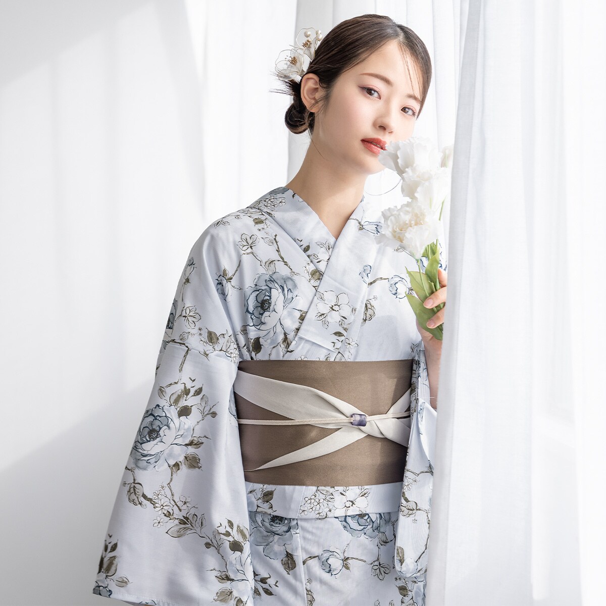 新二部式】浴衣3点セット レディース（浴衣・帯・伊達締め