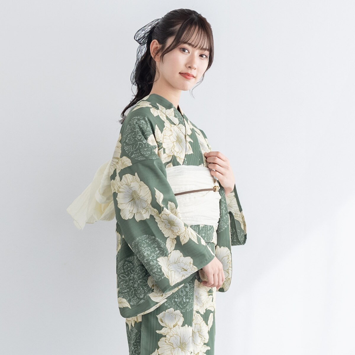 新二部式】浴衣3点セット レディース（浴衣・帯・伊達締め