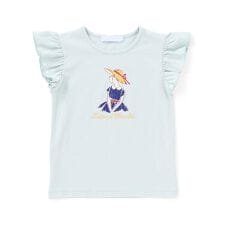 麦わら女の子プリント袖フリルTシャツ(90~140cm)