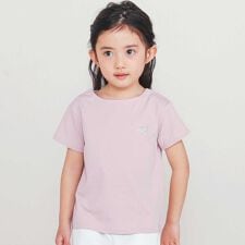 【日本製】【お揃い】リボンラインストーンの半袖Tシャツ(90~140cm)