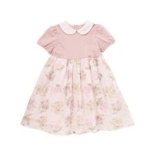 【日本製】【お揃い】リバティMARINA'S MEADOW(マリナズ・メドゥ)丸襟半袖切り替えワンピ