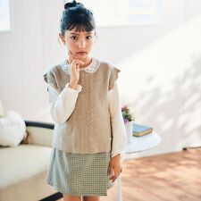 スカラップ畦編みニットベスト(100～140cm)