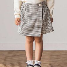 千鳥チェック柄ラップ風スカパン(100～140cm)