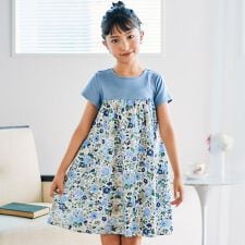 【日本製】【お揃い】リバティビエラ(DaisyMorisia)半袖切り替えワンピース(100～140