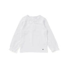 コンパクトコットン襟レース長袖Tシャツ(90～140cm)