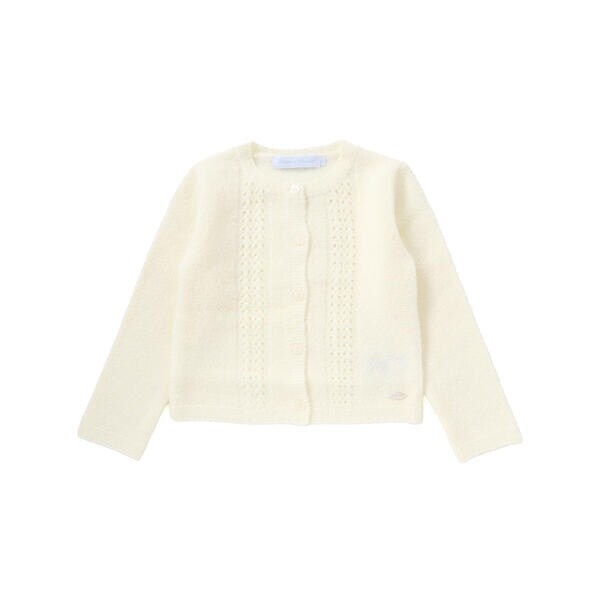 【お揃い】フロント編地の前ボタン長袖カーディガン(100~140cm)