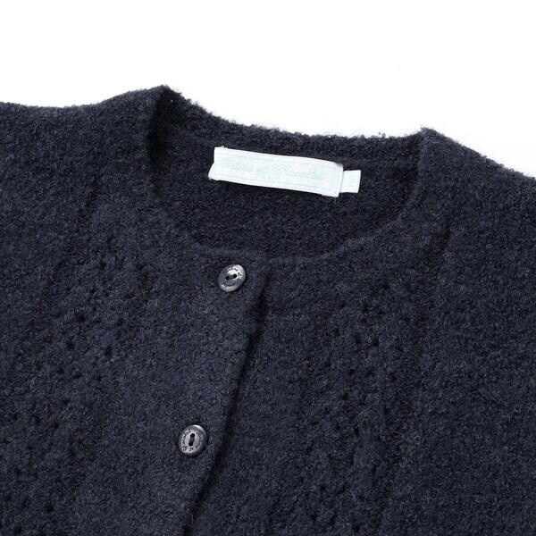 【お揃い】フロント編地の前ボタン長袖カーディガン(100~140cm)