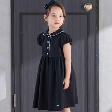 パイピングブロード襟付きワンピース(100~140cm)