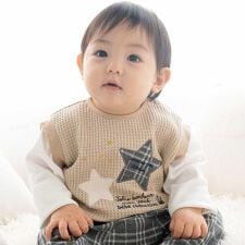 フィヨ デュ ベベ ルダクティオン(fillot de bebe reduction)の【お揃い】ワッフル重ね着風星パッチワークトレーナー(70~90cm)