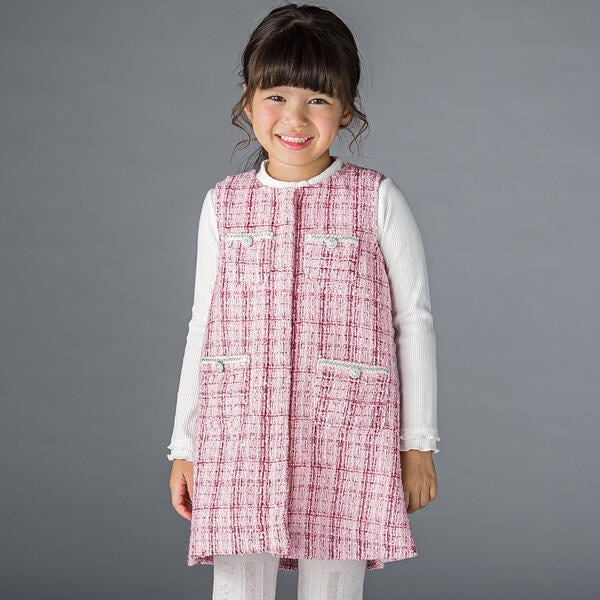 pois ポワ Tweed vest ツイードベスト【pink】 ピンクオレンジ Tweed vest Pink pois ポワ