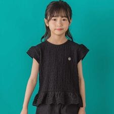 【店舗限定】シャーリング裾レーストップス(95~160cm)<br>