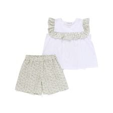 【店舗限定】花柄スクエアフリルチュニック+ショートパンツセット(95~150cm)<br>
