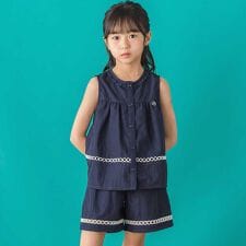 【店舗限定】切り替えレースブラウス＋ショートパンツセットアップ(95~150cm)