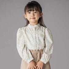 スカラップ襟ブロード花柄シャツ(110~150cm)