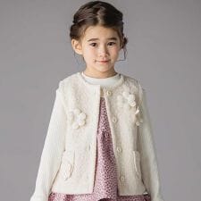 花モチーフシープボアベスト(95~150cm)