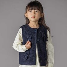 花モチーフシープボアベスト(95~150cm)