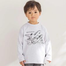 【店舗限定】飛行機発泡プリント天竺長袖Tシャツ(95~150cm)