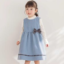 【店舗限定】チェック柄リボンジャンパースカート(95~150cm)