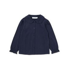 【店舗限定】襟付き花ワッペン刺しゅう天竺長袖ブラウス(95~150cm)