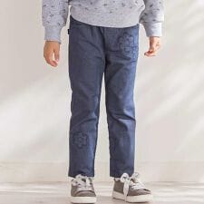 【店舗限定】花パッチワークカラーデニムロングパンツ(95~150cm)
