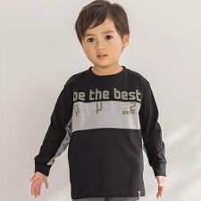 【店舗限定】フロッキープリント切り替え天竺長袖Tシャツ(95~150cm)
