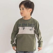 【店舗限定】フロッキープリント切り替え天竺長袖Tシャツ(95~150cm)