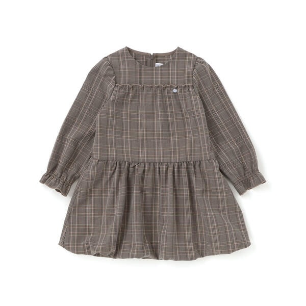 【店舗限定】チェックバルーン長袖ワンピース(95~150cm)